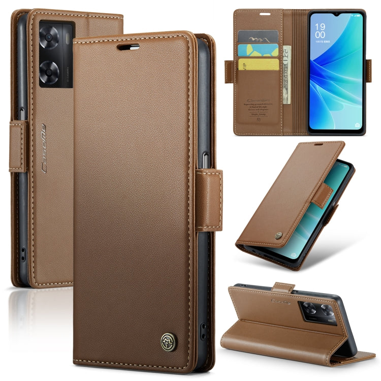 Custodia in pelle antifurto RFID con fibbia per OPPO A57 4G e A57s 4G