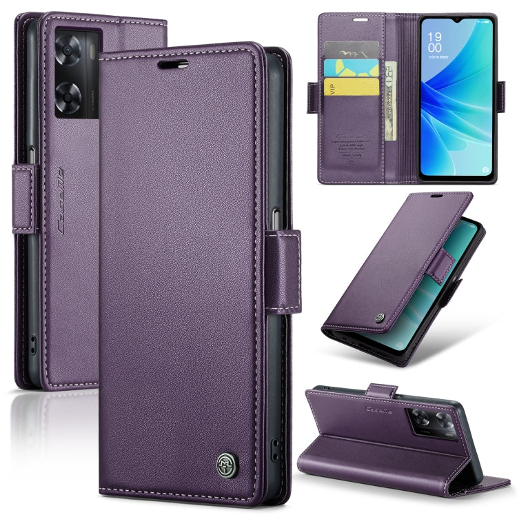 Custodia in pelle antifurto RFID con fibbia per OPPO A57 4G e A57s 4G