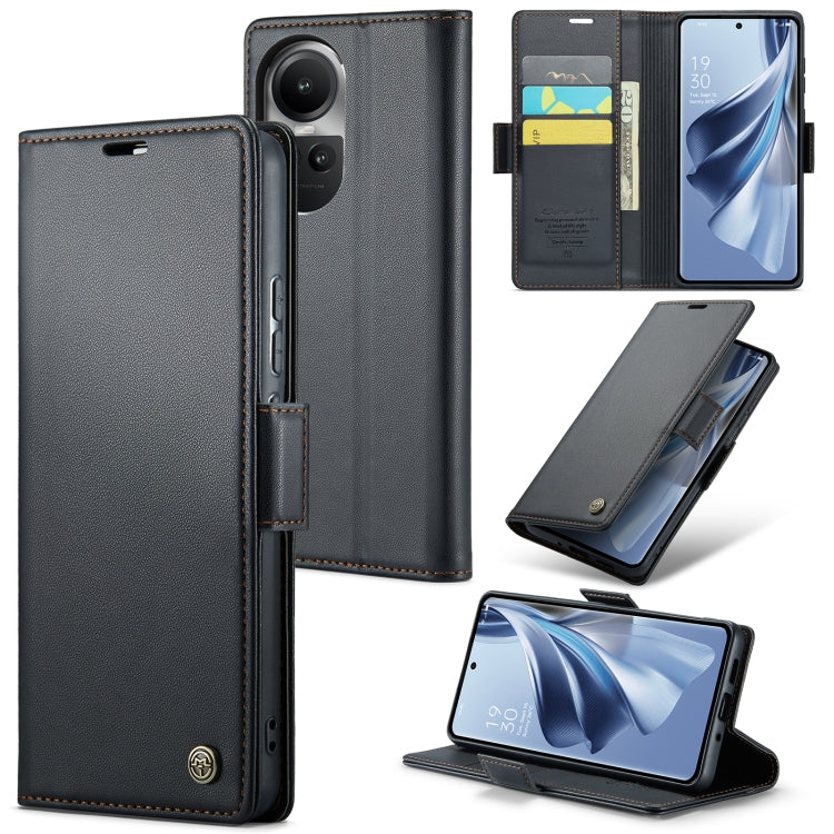 Custodia in pelle antifurto RFID con fibbia per OPPO A57 4G e A57s 4G