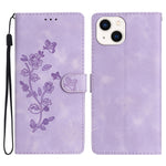 Custodia in pelle con motivo floreale per iPhone 15 e 14