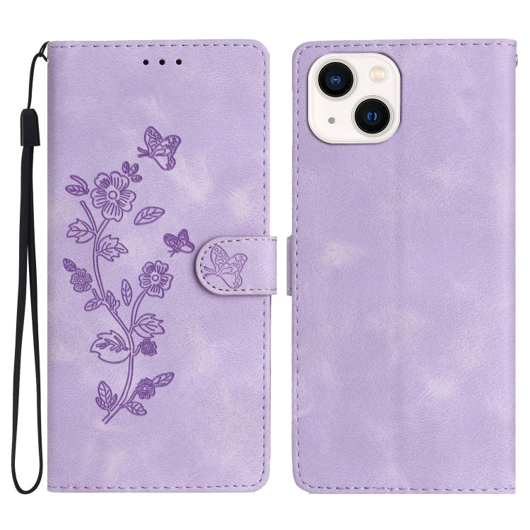 Custodia in pelle con motivo floreale per iPhone 15 e 14