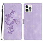Custodia in pelle con motivo floreale per iPhone 15 e 14