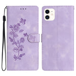 Custodia in pelle con motivo floreale per iPhone 12 e 11