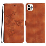 Custodia in pelle con motivo floreale per iPhone 12 e 11