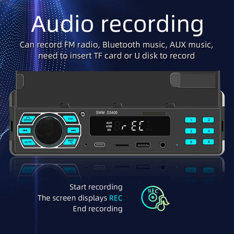 SWM D3400 Lettore MP3 Bluetooth per auto con radio FM
