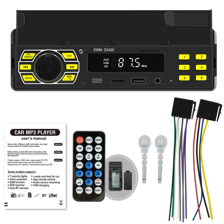 SWM D3400 Lettore MP3 Bluetooth per auto con radio FM