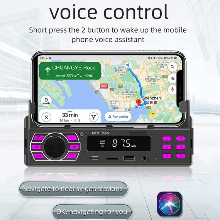 SWM D3400 Lettore MP3 Bluetooth per auto con radio FM