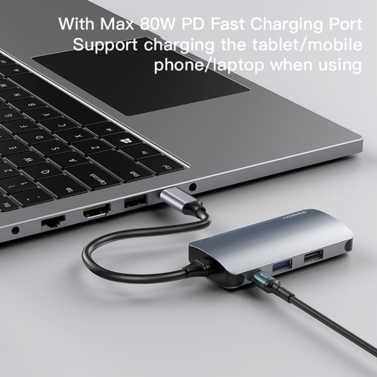 Yesido HB15 Hub USB-C 6 in 1 con porte SD, USB e RJ45