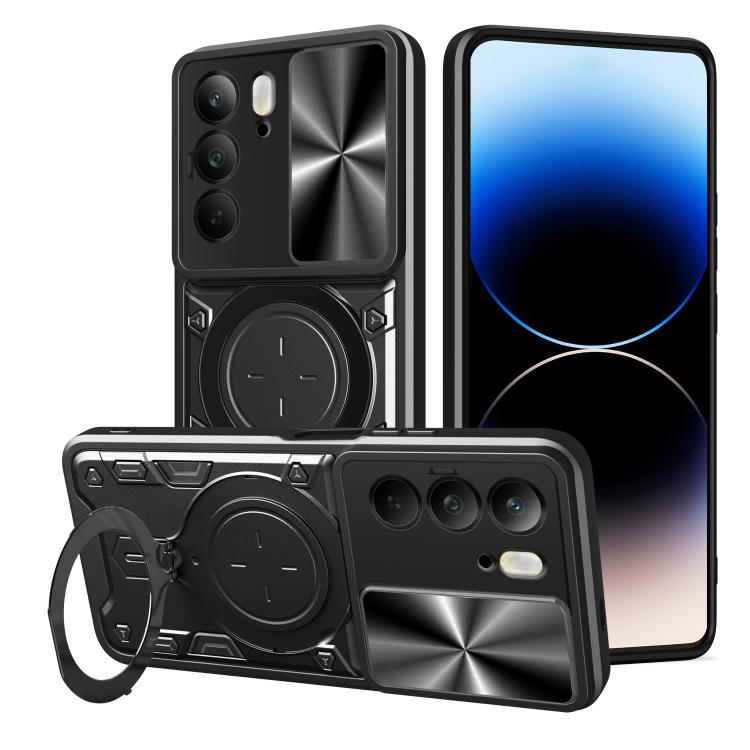 Custodia per telefono con supporto magnetico e camshield scorrevole per Realme