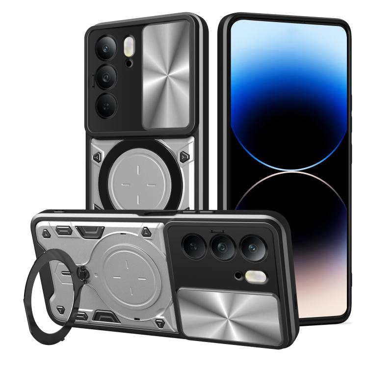 Custodia per telefono con supporto magnetico e camshield scorrevole per Realme