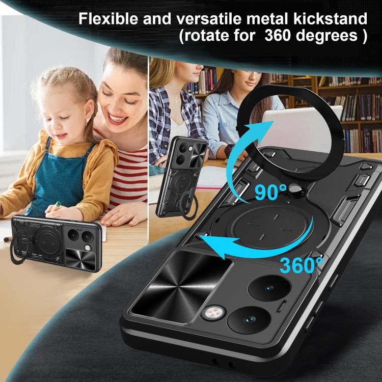 Custodia per telefono con supporto magnetico e camshield scorrevole per Realme