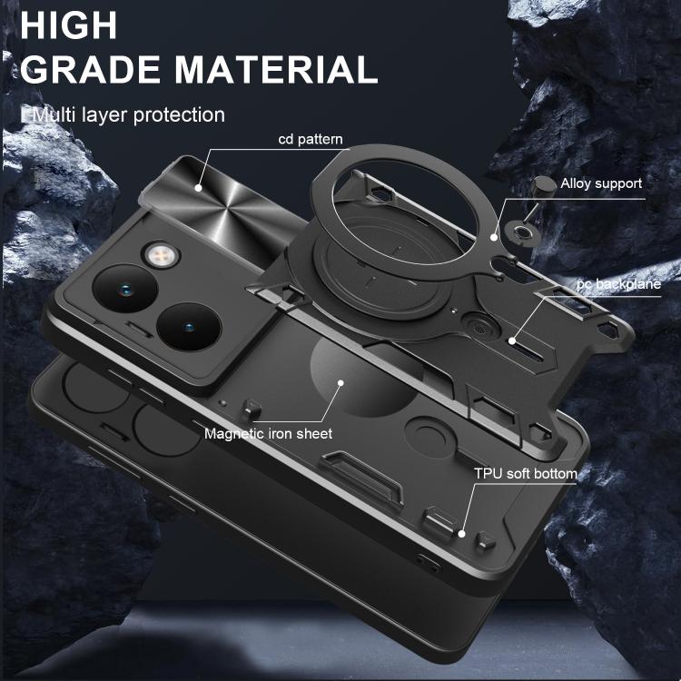 Custodia per telefono con supporto magnetico e camshield scorrevole per Realme
