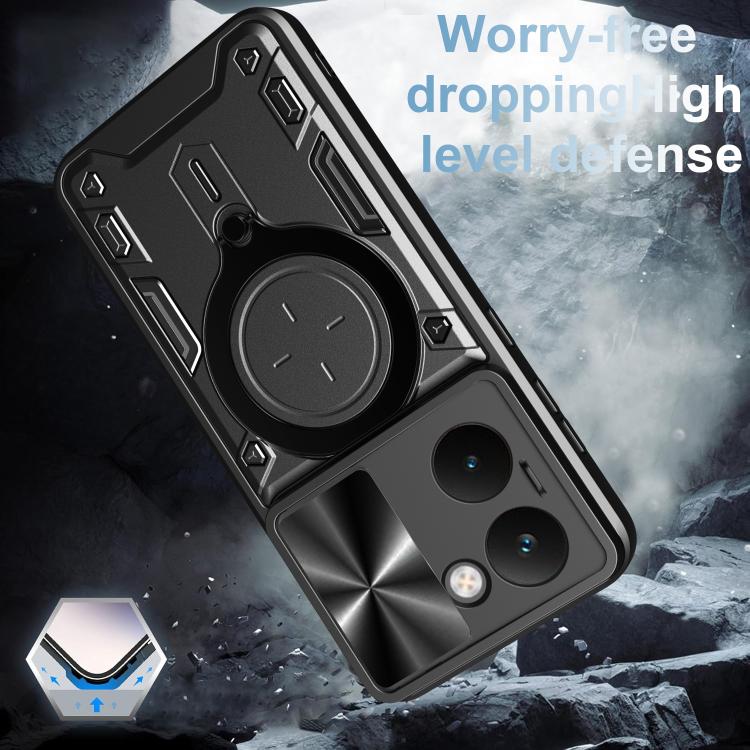 Custodia per telefono con supporto magnetico e camshield scorrevole per Realme