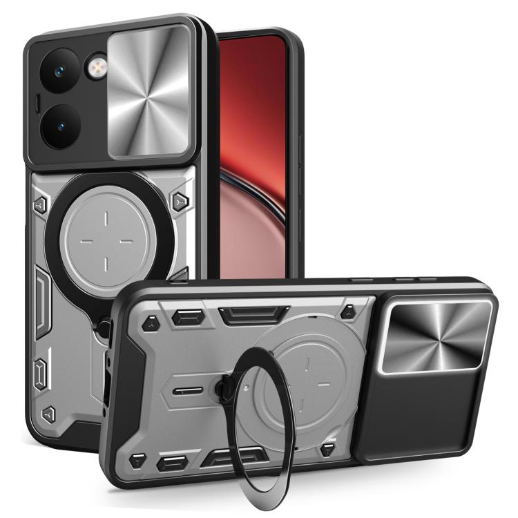 Custodia per telefono con supporto magnetico e camshield scorrevole per Realme