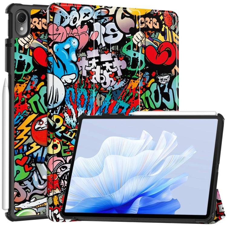 Custodia per tablet in pelle intelligente con supporto a 3 pieghe dipinto da Custer, For Huawei Matepad Air