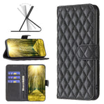 Custodia per cellulare in pelle con flip a portafoglio Diamond Lattice, For Motorola Edge 40