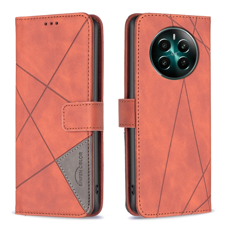 Custodia in pelle con struttura a rombo e fibbia magnetica per Realme 13 Pro 5G