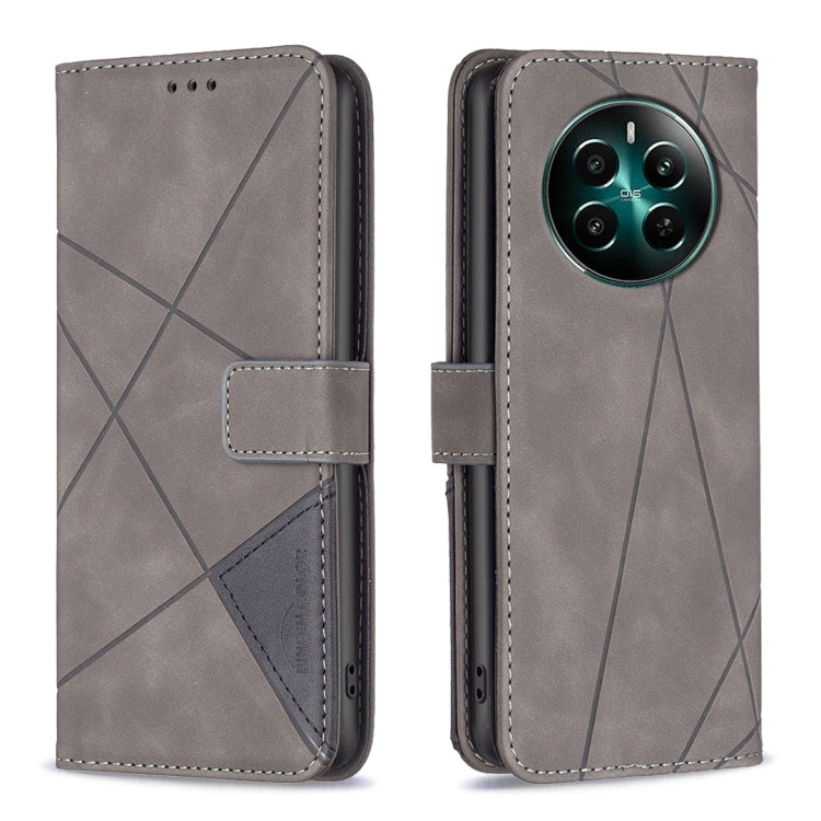 Custodia in pelle con struttura a rombo e fibbia magnetica per Realme 13 Pro 5G