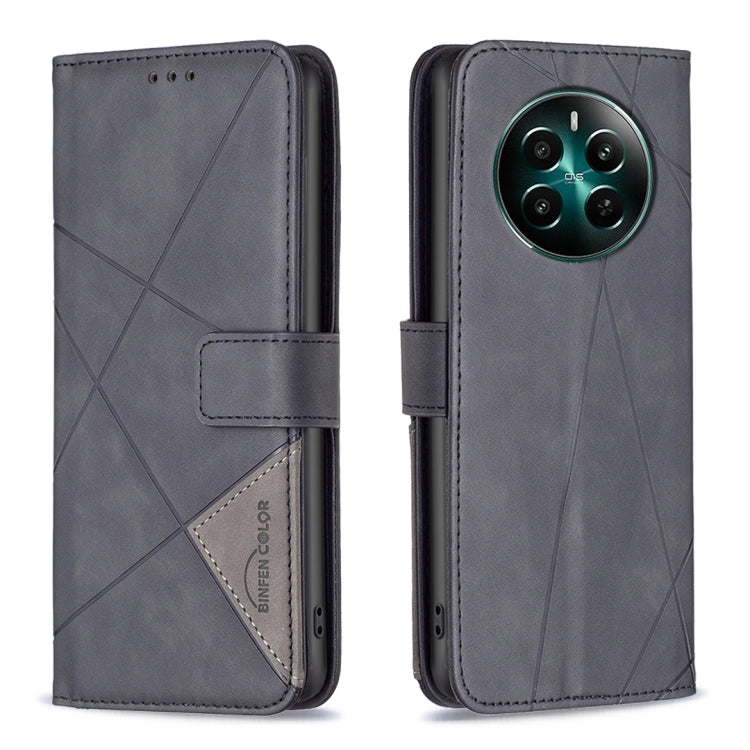 Custodia in pelle con struttura a rombo e fibbia magnetica per Realme 13 Pro 5G