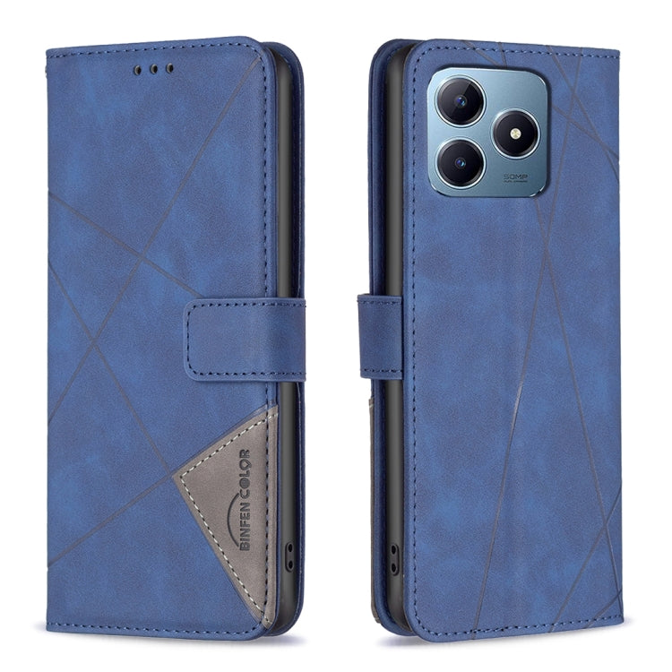 Custodia in pelle con struttura a rombo e fibbia magnetica per Realme 13 Pro 5G