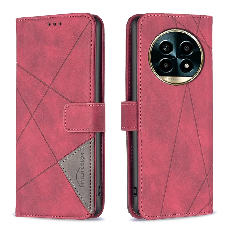 Custodia in pelle con struttura a rombo e fibbia magnetica per Realme 13 Pro 5G