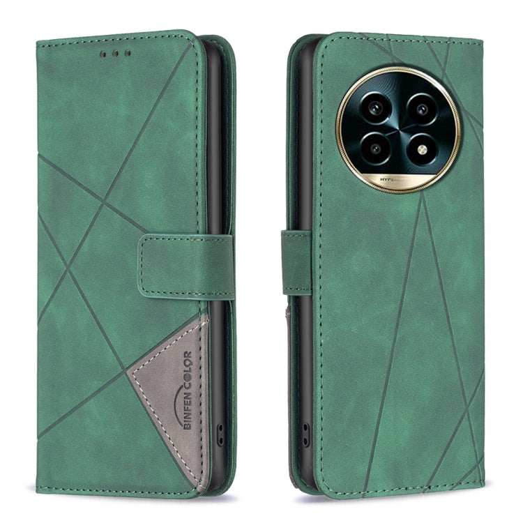 Custodia in pelle con struttura a rombo e fibbia magnetica per Realme 13 Pro 5G