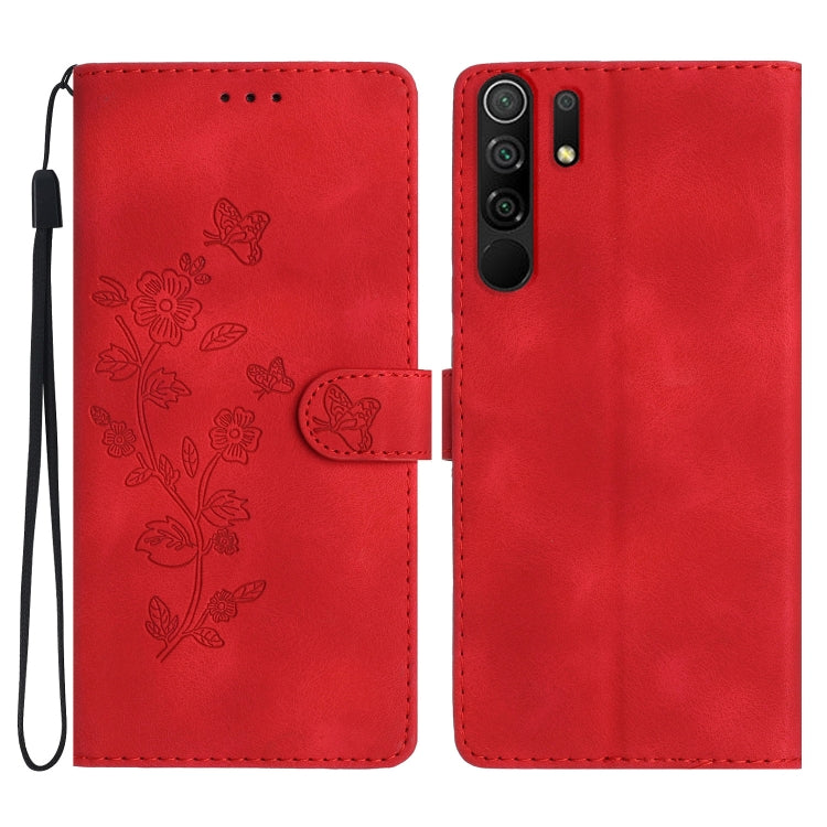 Custodia in pelle con motivo farfalla per Xiaomi Redmi 9