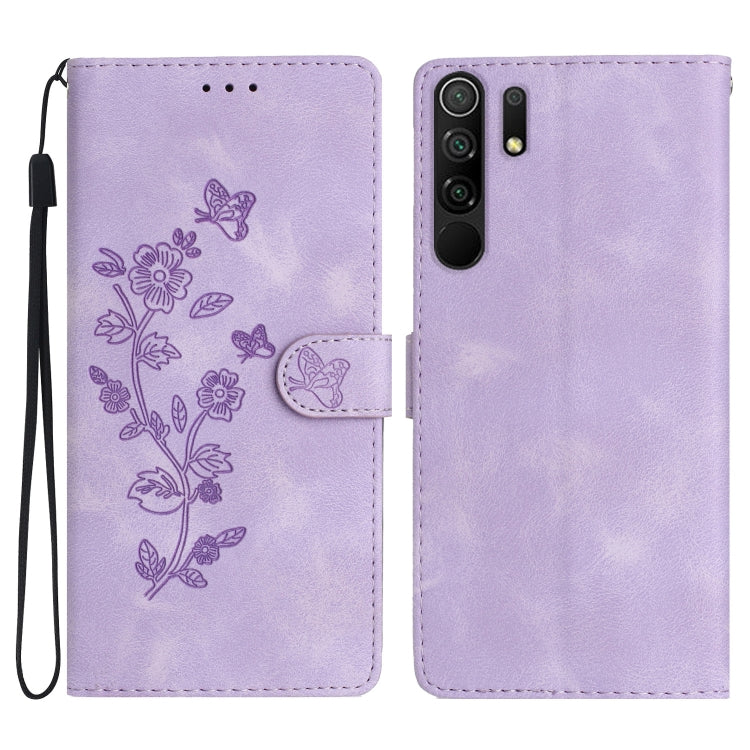 Custodia in pelle con motivo farfalla per Xiaomi Redmi 9