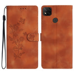 Custodia in pelle con motivo farfalla per Xiaomi Redmi 9