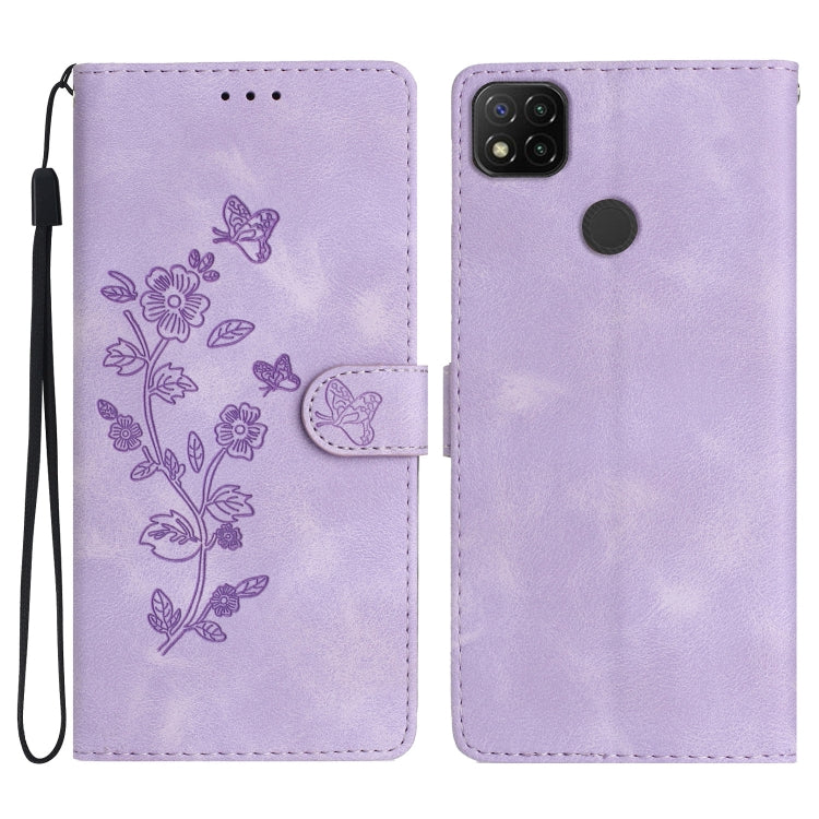 Custodia in pelle con motivo farfalla per Xiaomi Redmi 9
