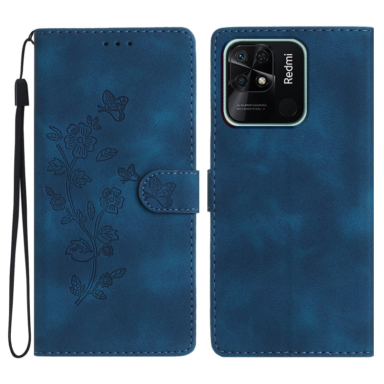Custodia portafoglio in pelle con farfalla per Xiaomi Redmi 10C