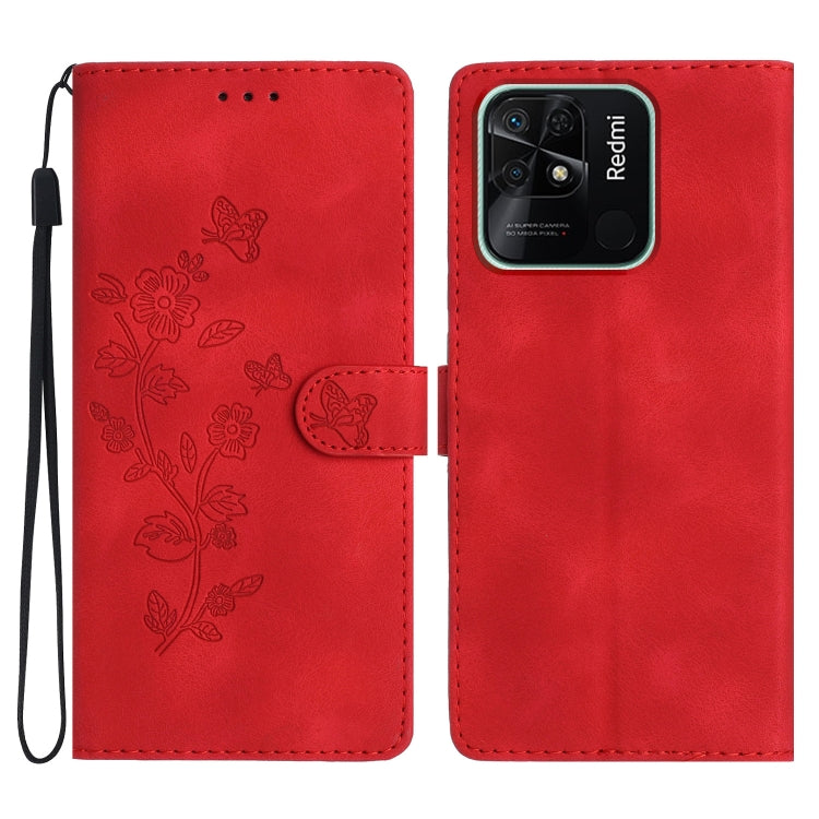 Custodia portafoglio in pelle con farfalla per Xiaomi Redmi 10C