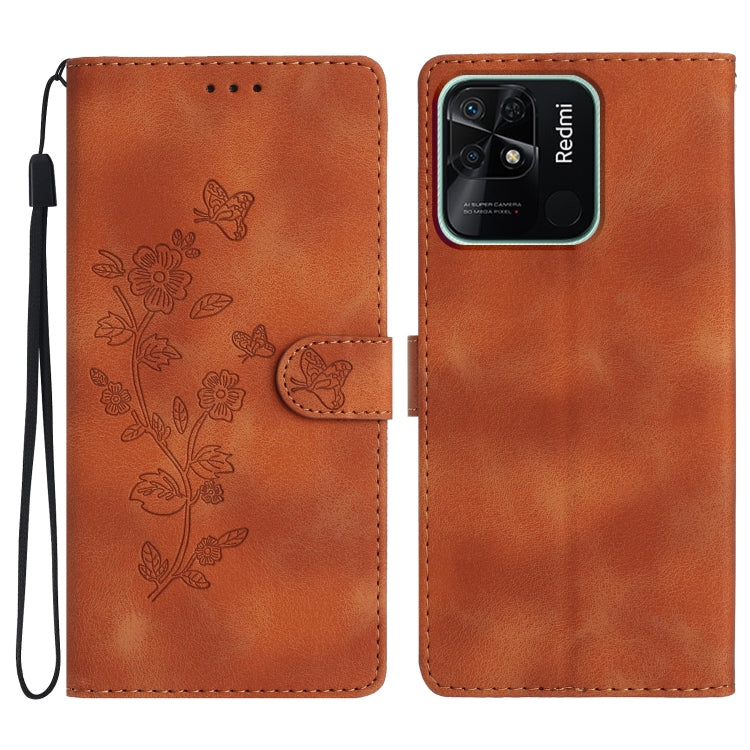 Custodia portafoglio in pelle con farfalla per Xiaomi Redmi 10C