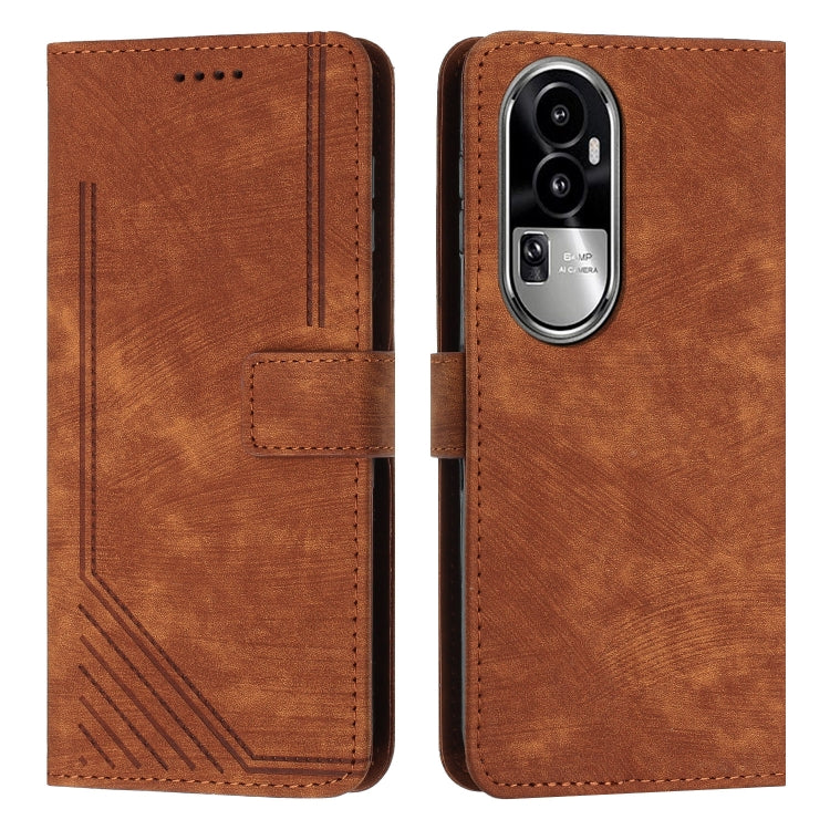 Custodia per telefono in pelle con motivo a righe Skin Feel con cordino, For OPPO Reno10 Pro+, For OPPO A1 5G/A98/F23 5G, For OPPO A1 Pro/Reno8 T 5G Global, For OPPO A79 5G