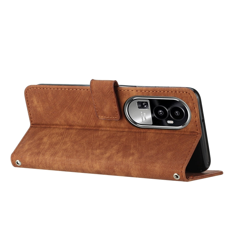 Custodia per telefono in pelle con motivo a righe Skin Feel con cordino, For OPPO Reno10 Pro+, For OPPO A1 5G/A98/F23 5G, For OPPO A1 Pro/Reno8 T 5G Global, For OPPO A79 5G