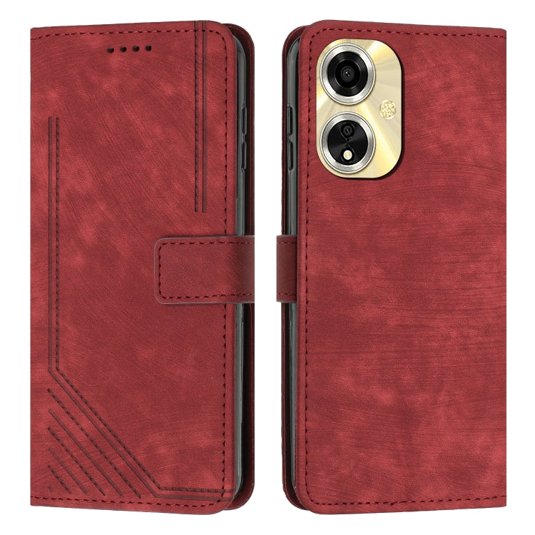Custodia per telefono in pelle con motivo a righe Skin Feel con cordino, For OPPO A59