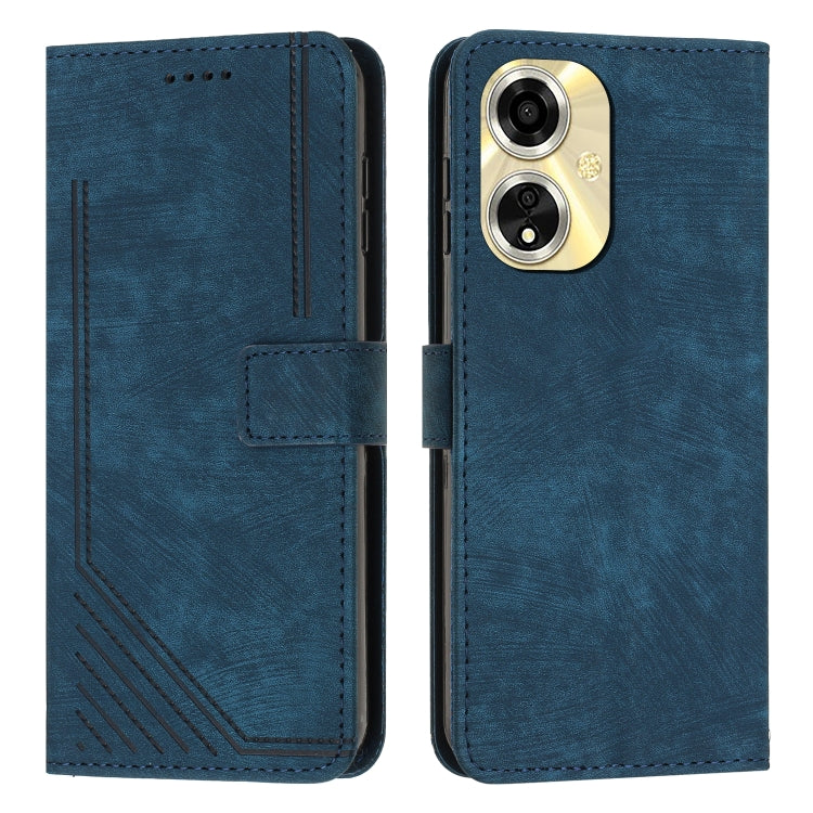 Custodia per telefono in pelle con motivo a righe Skin Feel con cordino, For OPPO A59
