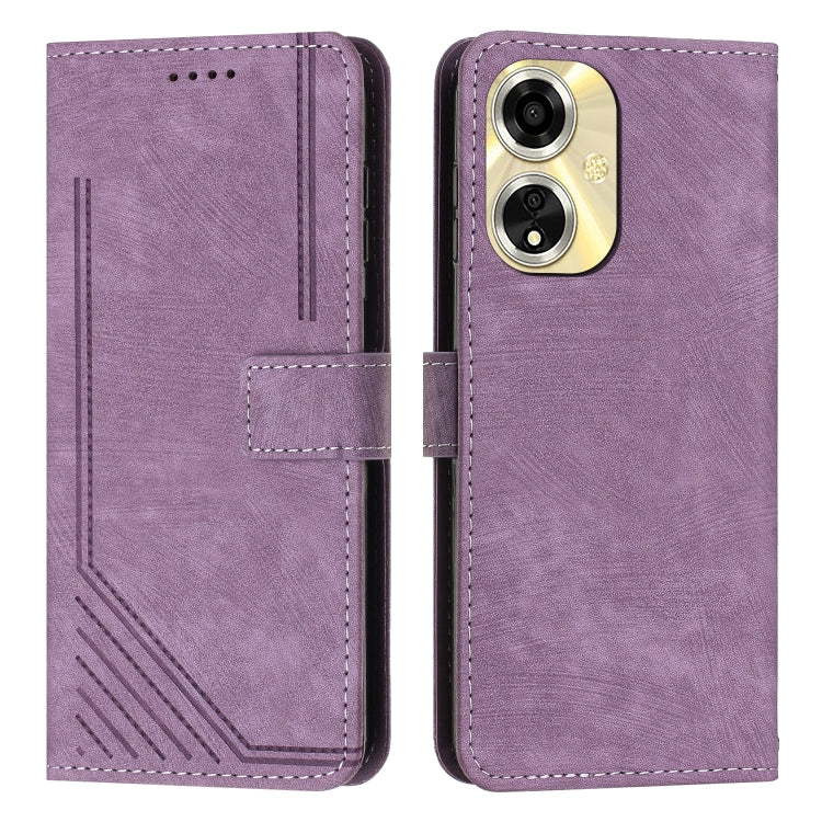 Custodia per telefono in pelle con motivo a righe Skin Feel con cordino, For OPPO A59