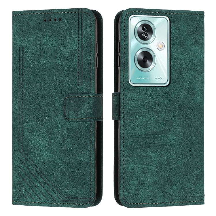 Custodia per telefono in pelle con motivo a righe Skin Feel con cordino, For OPPO Reno10 Pro+, For OPPO A1 5G/A98/F23 5G, For OPPO A1 Pro/Reno8 T 5G Global, For OPPO A79 5G