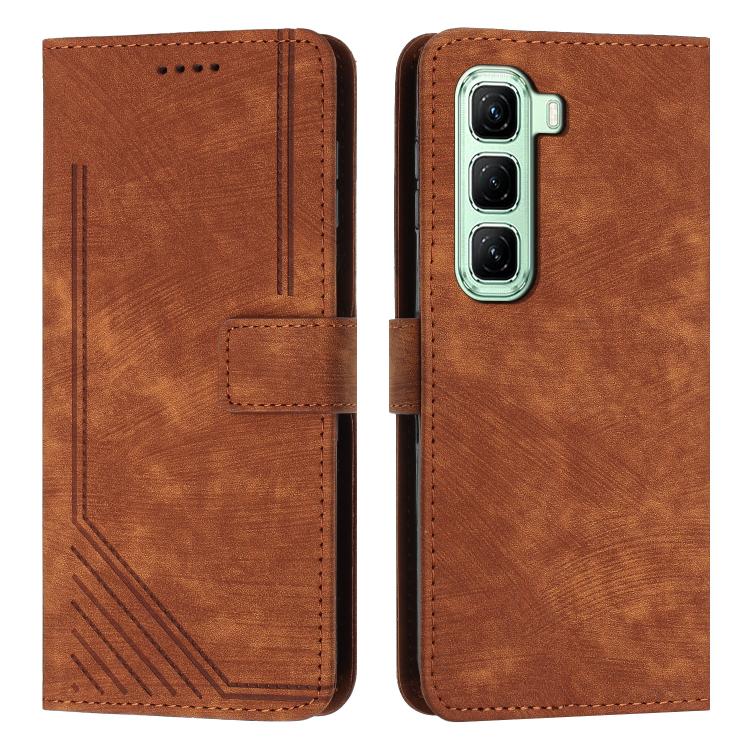 Custodia pelle motivo a righe con cordino per Infinix Hot 60 e Smart 10 Plus