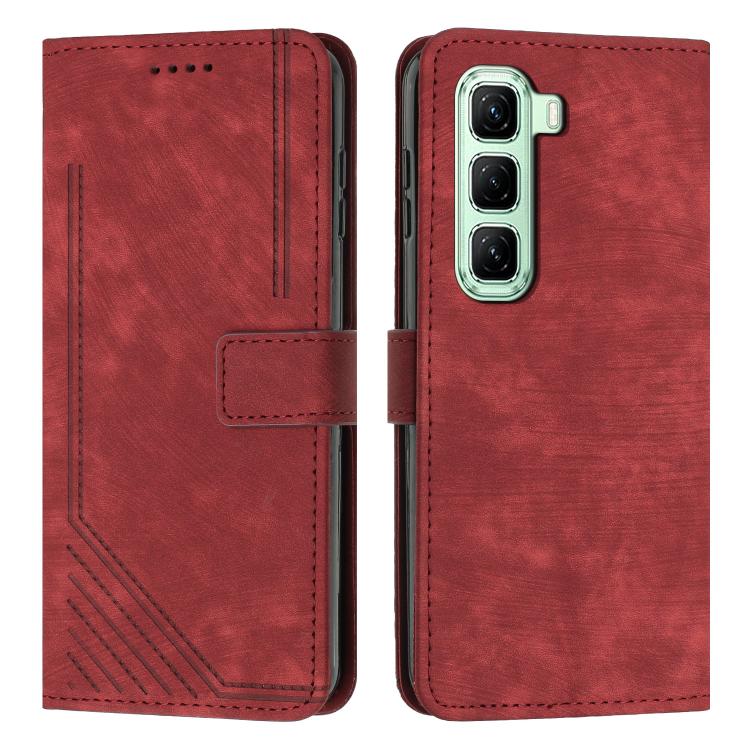 Custodia pelle motivo a righe con cordino per Infinix Hot 60 e Smart 10 Plus