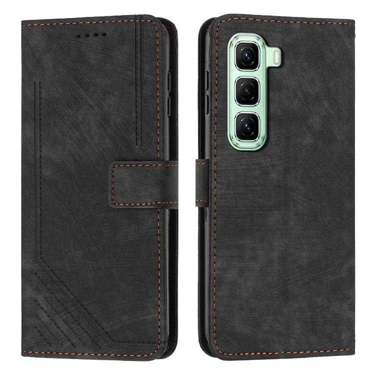 Custodia pelle motivo a righe con cordino per Infinix Hot 60 e Smart 10 Plus