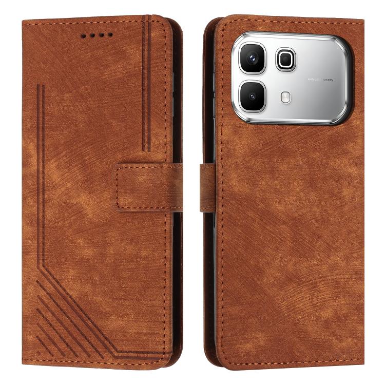 Custodia pelle motivo a righe con cordino per Infinix Hot 60 e Smart 10 Plus