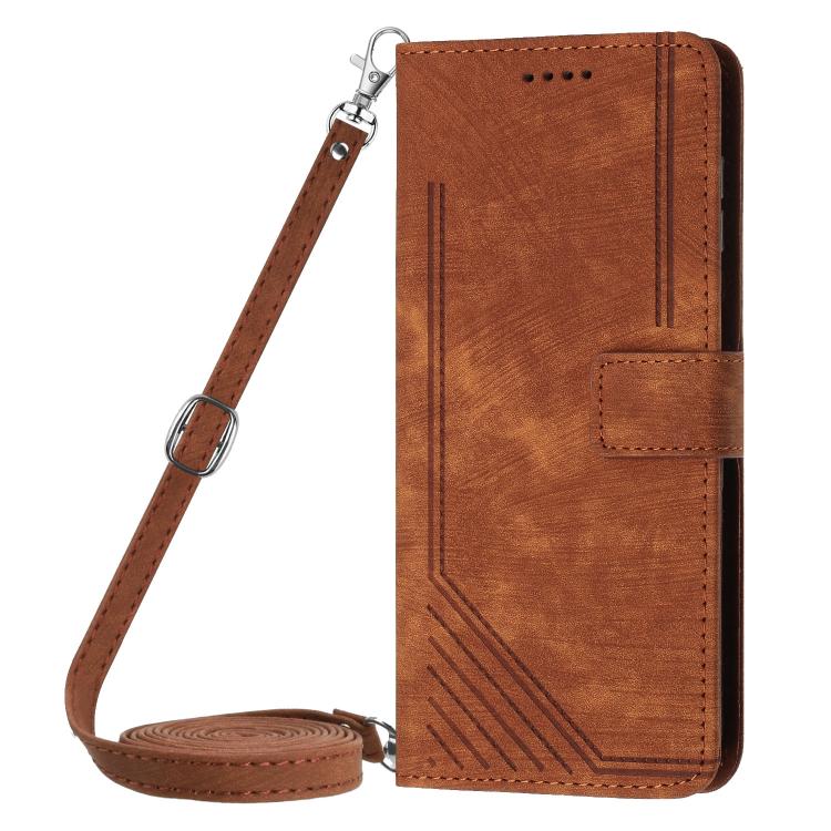 Custodia pelle motivo a righe con cordino per Infinix Hot 60 e Smart 10 Plus