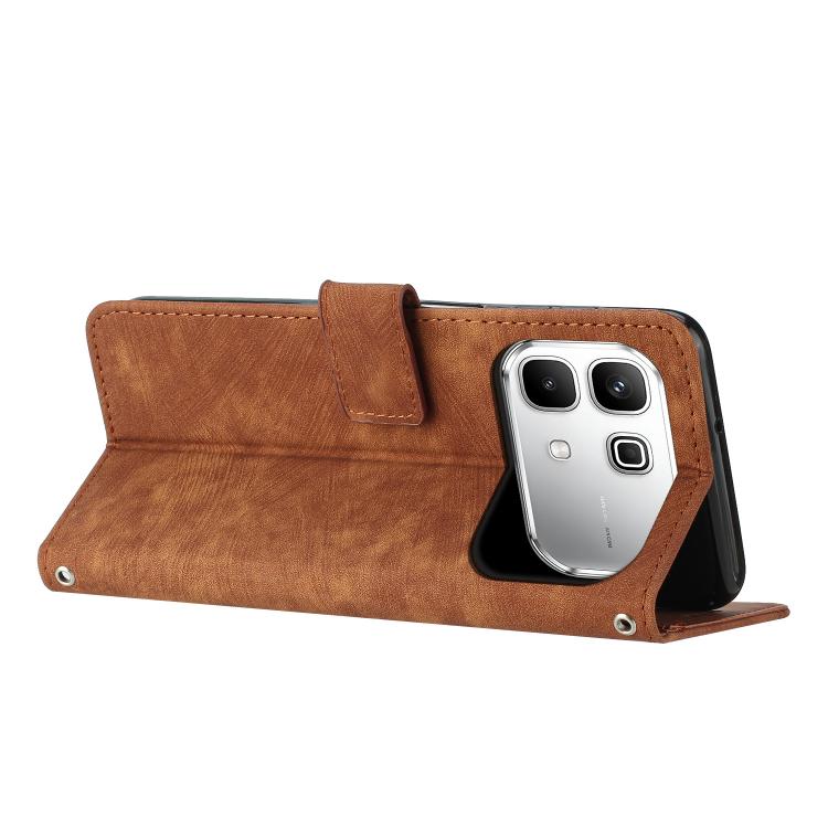 Custodia pelle motivo a righe con cordino per Infinix Hot 60 e Smart 10 Plus