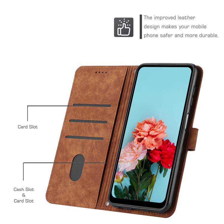 Custodia pelle motivo a righe con cordino per Infinix Hot 60 e Smart 10 Plus