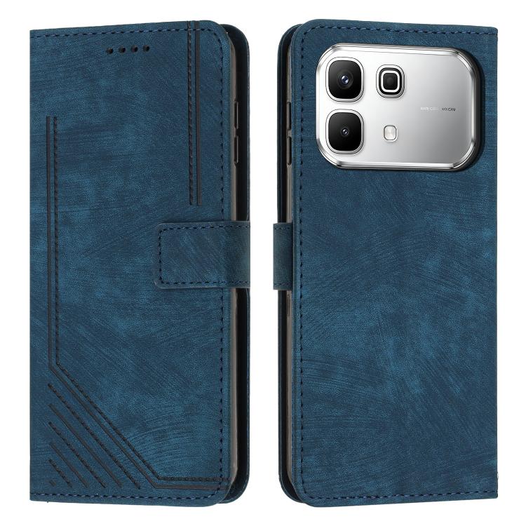 Custodia pelle motivo a righe con cordino per Infinix Hot 60 e Smart 10 Plus
