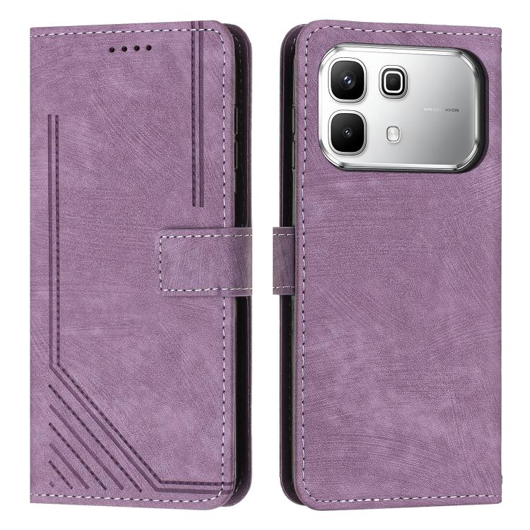 Custodia pelle motivo a righe con cordino per Infinix Hot 60 e Smart 10 Plus