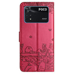 Custodia portafoglio in pelle con motivo gatto per Xiaomi Poco M4