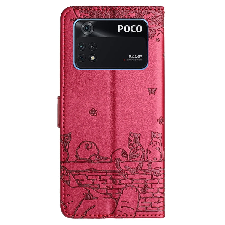Custodia portafoglio in pelle con motivo gatto per Xiaomi Poco M4